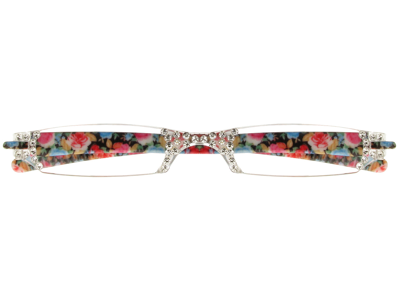 Reading Glasses 'Quartet' Blue/Pink Floral