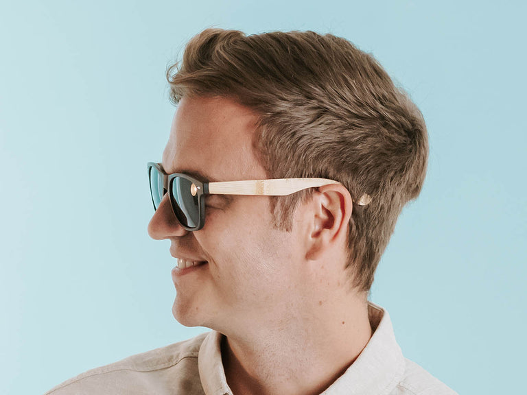 Sunglasses Polarised 'Ash' Matt Black/Bamboo