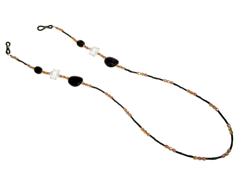 Glasses Chain 'Iridescent Bead' Brown/Black