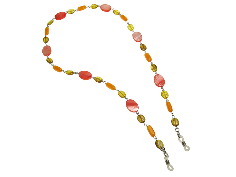 Glasses Chain 'Natural Shell Oval' Amber/Pink