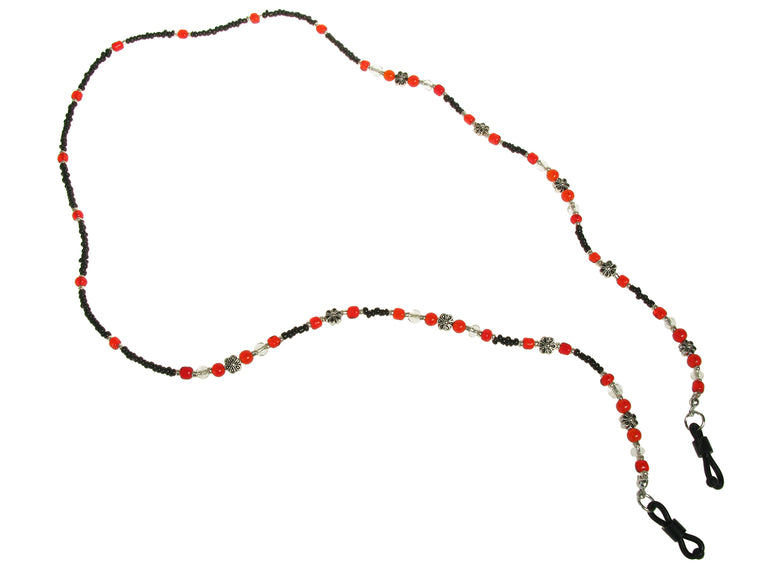 Glasses Chain 'Daisy Bead' Black/Red