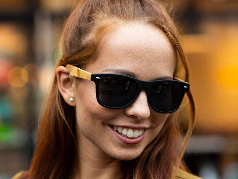 Sunglasses Polarised 'Ash' Matt Black/Bamboo