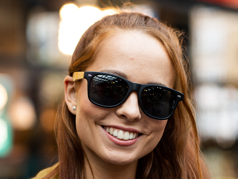 Sunglasses Polarised 'Ash' Matt Black/Bamboo