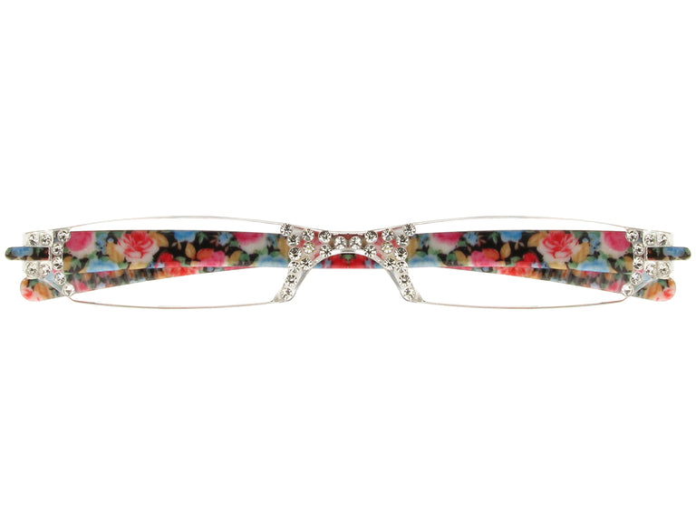 Reading Glasses 'Quartet' Blue/Pink Floral