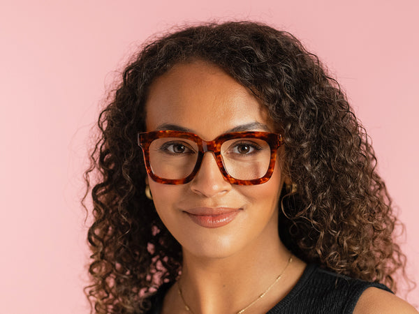 Woman wearing Reading Glasses 'Jamie' Light Tortoiseshell