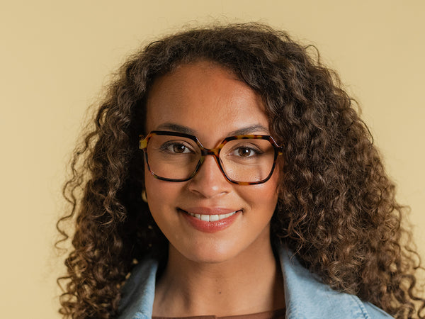 Woman wearing Reading Glasses 'Athena' Tortoiseshell