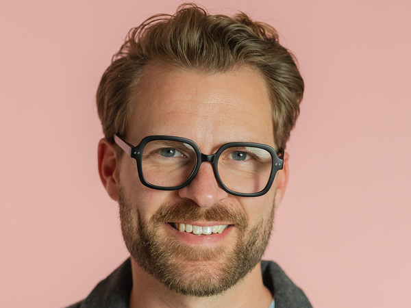 Man wearing Reading Glasses 'Adrienne' Matt Black