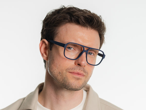Man wearing Reading Glasses 'Nash' Navy Blue