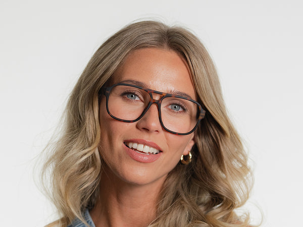 Woman wearing Reading Glasses 'Nash' Tortoiseshell