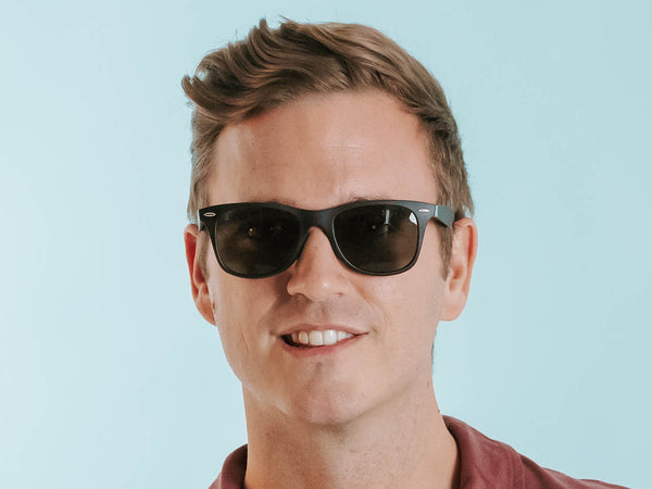 Man wearing Sunglasses Polarised 'Regan' Matt Black