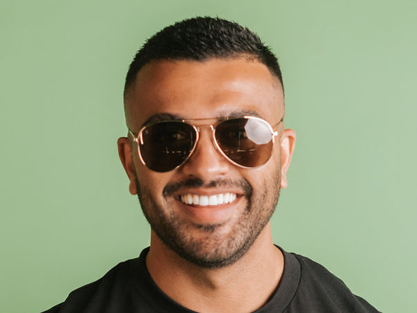 Man wearing Sunglasses Polarised 'Maverick' Gold