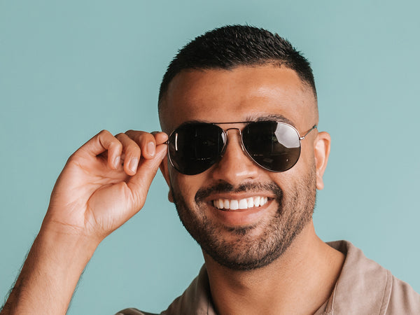 Man wearing Sunglasses Polarised 'Maverick' Gun Metal