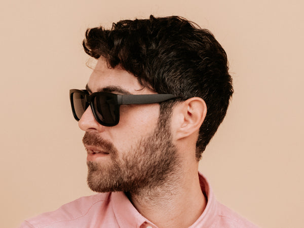Man wearing Sunglasses Polarised 'Jonas' Matt Black