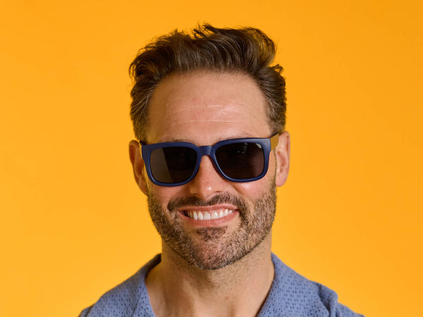Man wearing Sunglasses Polarised 'Jonas' Matt Blue