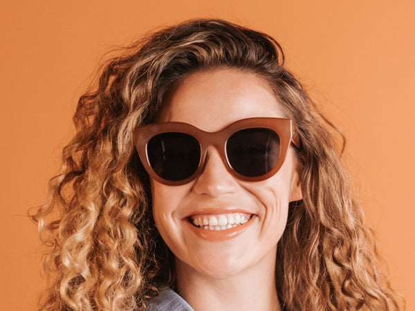 Woman wearing Sunglasses Polarised 'Mia' Brown