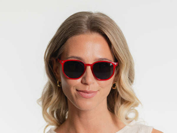 Woman wearing Sunglasses Polarised 'Kai' Red