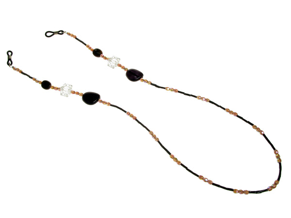 Glasses Chain 'Iridescent Bead' Brown/Black
