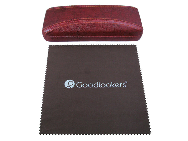 Glasses Case 'Aged Leather Look Stitched' Red