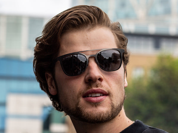 Man wearing Sunglasses Polarised 'Longbeach' Gun Metal