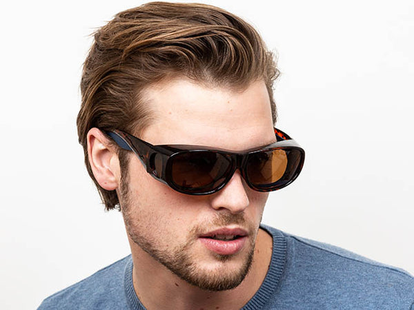 Man wearing Sunglasses 'Coverspecs' Tortoiseshell