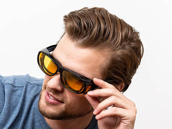 Man wearing Sunglasses 'Night-Vision Coverspecs' Black