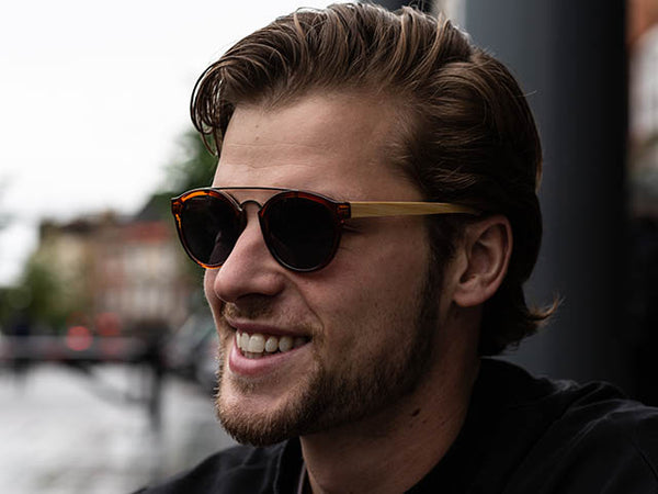 Man wearing Sunglasses Polarised 'Tokyo' Brown/Bamboo