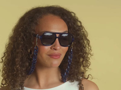 Glasses Chain 'Flat Chunky' Blue Marble