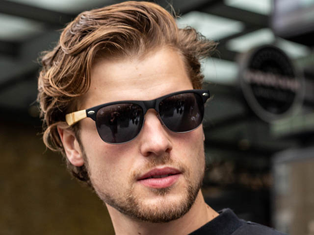 Sunglasses Polarised 'Morgan' Matt Black/Bamboo