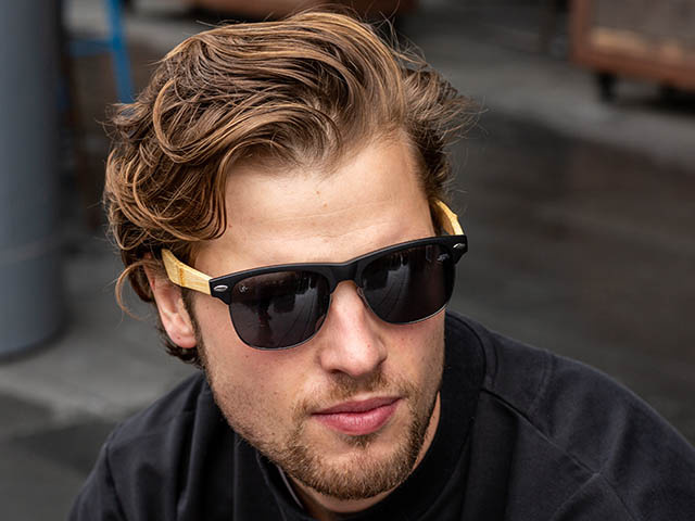 Sunglasses Polarised 'Morgan' Matt Black/Bamboo