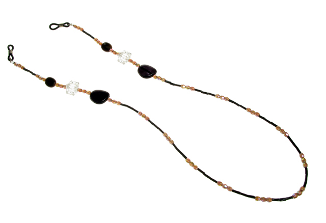 Glasses Chain 'Iridescent Bead' Brown/Black