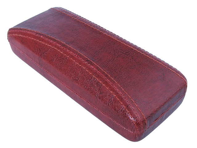 Glasses Case 'Aged Leather Look Stitched' Red