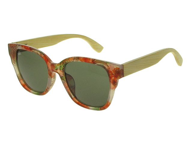 Sunglasses Polarised 'Carmen' Red Multi/Bamboo