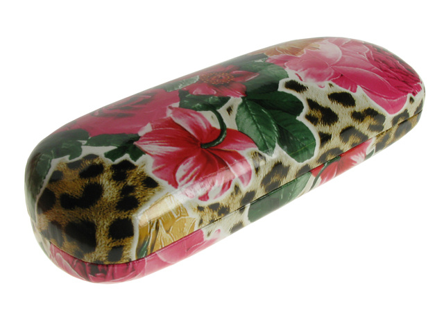 Glasses Case 'Rose and Leopard' Pink