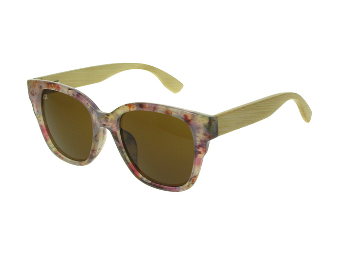 Sunglasses Polarised 'Carmen' White Multi/Bamboo