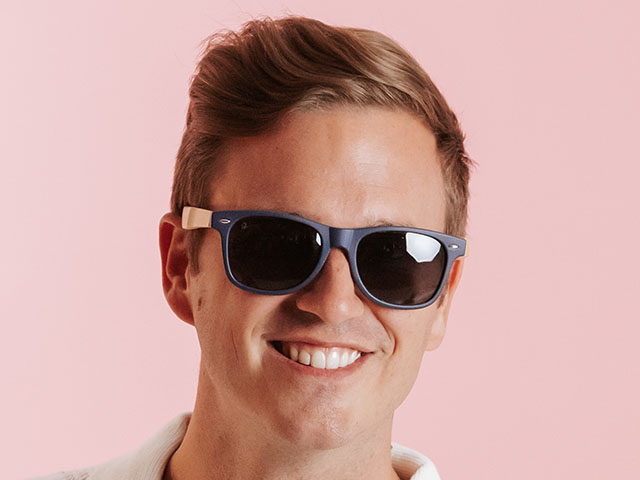 Sunglasses Polarised 'Ash' Matt Blue/Bamboo